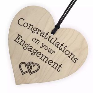 NEW Wooden Heart Engagement Ornament